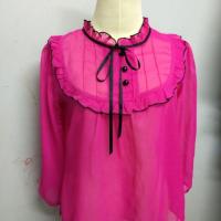 ราคา เสื้อผ้าชีฟองสีชมพูบานเย็นคอตั้ง (5716352081)