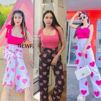 ราคา MesubShop เซต2ชิ้น เสื้อยืดผ้าเรย่อนซับ2ชั้นแบบผูกสายเอง + กางเกงหัวใจ ซิปหน้า ผ้ายีนส์ ไม่บาง Set กางเกง (15150915422)