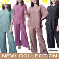 ราคา ชุดเซ็ท2ชิ้นผ้าพลีทร่องใหญ่เสื้อทรงผีเสื้อ+กางเกงขายาวโอเวอร์ไซส์ (18448372569)