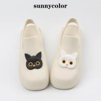 ราคา SUNNY COLOR รองเท้าสลิปออนผู้หญิงรองเท้าฝนฤดูร้อนแฟชั่นลำลองทุกการแข่งขันแบนกันน้ำ Baotou รองเท้าแต (26454672793)