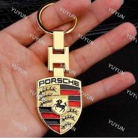 ราคา LF Porsche Porsche พวงกุญแจทองแดง 911 918 พวงกุญแจชุบทอง Loop Key holder (52703782115)