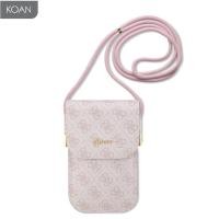 ราคา กระเป๋า GUESS 4G Wallet Phone Bag Metal Logo Script With Adjustable Cord - Black / Pink ลิขสิทธิ์แท้จากshop✅ (41901661055)