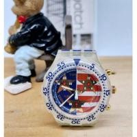 ราคา นาฬิกาวินเทจ Swatch Chronograph รุ่นหายาก Midi Aqua Chrono American dream Collection ปี1994 (25647477324)