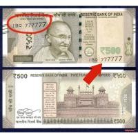 ราคา ธนบัตรเลขตอง 777777 อินเดีย INDIA 500 รูปี Fancy Solid Number P-114 เลขมงคล สภาพใหม่เอี่ยมไม่ผ่านใช้ แบงค์สะสม (40704381045)