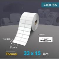 ราคา Thermal Label 33 x 15 mm 2 Line Barcode Core Printer Sticker 1 นิ้ว (47356042663)