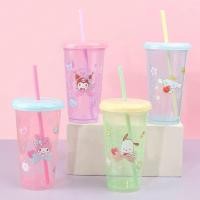 ราคา [ยกเซ็ท4ใบ] MINISO แก้วน้ำพลาสติก พร้อมฝาปิดและหลอด ลายการ์ตูนซาริโอ ลิขสิทธิ์แท้มินิโซจีน แก้วsanrio (43773100404)