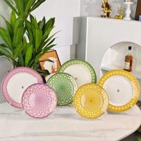 ราคา Swarovski Swan Series High bone Porcelain Color 8 "+10" Western Food Inventory Heart Plate Double Plate Set (25844195954)