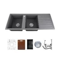 ราคา KITCHEN STUDIO ซิงค์แกรนิต 2 หลุมพักขวา KSS-116R-2C-GG (24631956668)