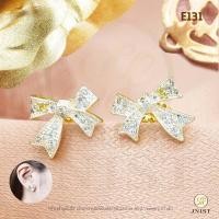 ราคา ต่างหูโบว์ใหญ่หุ้มเพชรหุ้มทองแท้ ต่างหูเพชรสวิส CZ ต่างหูแป้น ชุบทองไมครอน (12501216610)