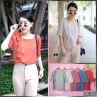 ราคา เสื้อคอเหลี่ยม​สีเขียว​ กระดุมมุก​ ใส่ทำ​งานได้​ ป้าย Lawyer (5441158911)