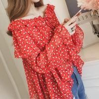 ราคา (พร้อมส่ง)เสื้อเชิ้ตชีฟอง เสื้อผ้าผู้หญิง แขนยาว พิมพ์ลายลูกพีช (2211680350)