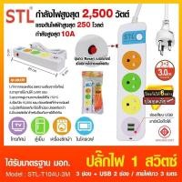 ราคา ปลั๊กไฟ มอก. รางปลั๊กไฟ กันไฟสองชั้น สายไฟยาว 3เมตร 5เมตร 2USB (6782862702)