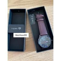 ราคา Tomi T030สายหนังสีแดงมะเหมี่ยว หน้าปัดดำ นาฬิกาข้อมือ (23322008057)