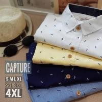 ราคา เสื้อเชิ้ตแขนสั้น คอปก ผ้า Oxford ลายแมลงปอ มีไซส์ S-4XL (3461347745)