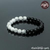 ราคา หินฮาวไลท์ Howlite + หินนิลด้าน Matte Onyx ขนาด 8 มิล หินแท้ 100% หินใจเย็น หินสีขาว หินนิลกาฬ หินสีดำ หินมงคล (2354311174)