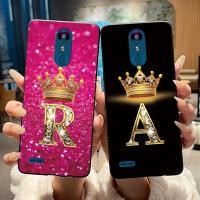 ราคา LG K8 2018 LG K9 2018 แฟชั่นมงกุฎจดหมายเริ่มต้นคู่ซิลิโคนนุ่มสีดําสําหรับ LG K8 (2018)/LG K9 2018 ปลอก (47406747383)