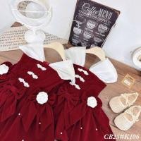 ราคา เสื้อผ้าเด็กนำเข้าชุดราตรีเด็ก♥️พร้อมส่งชุดออกงาน ราตรี เดรสสีแดง ประดับไข่มุก มีรูปงานจริงของร้าน (45803436816)