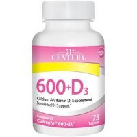 ราคา 21st Century 600+D3, Calcium & Vitamin D3 Supplement (75/400Tablets) แคลเซียม วิตามินดี3 (29993243821)