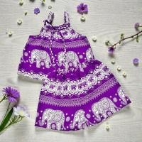 ราคา ชุดช้างเด็กผู้หญิงน่ารักๆ ลายช้างสีสันสดใส (เสื้อ+กางเกง) (50356299105)