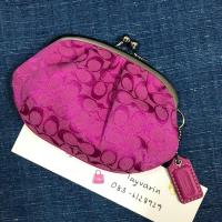 ราคา มือสอง ของแท้ Coach coin card ปิ๊กแป้ก ผ้าลายซีเล็กสีชมพู วินเทจ (43000826969)