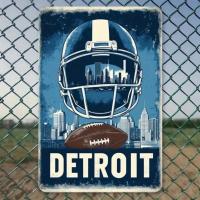 ราคา CIFbuy Detroit Gridiron ฟุตบอล Vintage ป้ายโลหะหมวกกันน็อค Cityscape Wall Art Home Bar Man Cave ของขวัญตกแต่ง (48507422496)