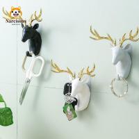 ราคา นาร์ซิสซัส กวางเขากวางตกแต่งตะขอ,ติดผนังไม่มีเครื่องหมายติดตั้งหัวกวางตะขอแขวน,ของขวัญ หน้าท้อง สัตว์หมวกแขวนกุญแจ (52706670190)