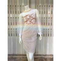 ราคา [พร้อมส่ง]ชุดราตรีลูกไม้สีขาว เดรสปาดไหล่ลูกไม้สีขาว เดรสไหล่ปาดมีแขน (15092834909)