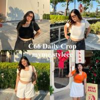 ราคา C66 Daily Crop เสื้อครอปคอเหลี่ยมสาวอวบ (25207263865)