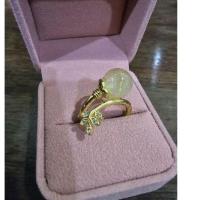 ราคา แหวนหัวหินไหมทองใบมะกอกฝังcz.ตัวเรือนสีทอง​ ทองยังสด(งานมือ2)​ (25864327546)