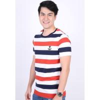 ราคา เสื้อยืดลายทางขาวกรมแดง ยี่ห้อ Senyes (L XL XXL) (12322959726)