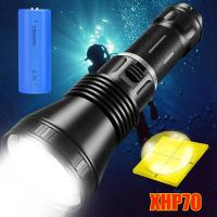 ราคา ไฟฉายLEDกันน้ําสำหรับการดำน้ำ 7000LM แบตเตอรี่5000mAh มองเห็นได้ถึง200เมตรใต้น้ํา (47156802565)