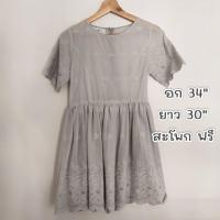 ราคา เดรสเทา ลายลูกไม้ ลายฉลุ (41427254100)