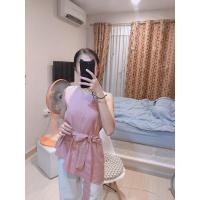 ราคา ป้าย Unique เสื้อเปิดไหล่เฉียงหนึ่งข้าง เสื้อเปิดไหล่ + โบว์ผูกเอว (5856573993)