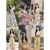 ราคา Setเกาะอกลายผ้ามัดย้อม มาพร้อมกางเกงขายาว เอวสูงปรื๊ด ชุดเดียวจบแบบสดใส เนื้อผ้าใส่สบาย จัดเรยจ้า (25263418588)