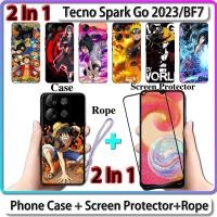 ราคา เคส 2 IN 1 สําหรับ Tecno Spark Go 2023 BF7 เคส พร้อมกระจกนิรภัยกันรอยหน้าจอโค้ง เซรามิค ลายนารูโตะ และวันพีช (22325220702)