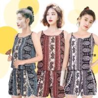 ราคา จั๊ม ชุดจั๊มสูทขาสั้น ชุดจั้มกางเกงสายเดี่ยวสไตล์โบฮีเมียน จั๊มผ้าสปัน (2127707559)