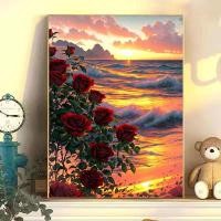 ราคา DIY ภาพวาดสีน้ำมันดิจิตอลกุหลาบทาสีด้วยมือภาพวาดสีน้ำมันรักษาดอกไม้ที่เรียบง่ายด้วยมือห้องนั่งเล่นภาพวาดตกแต่งภาพวาดแขวน (24955027399)