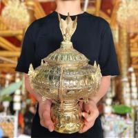 ราคา ครอบน้ำมนต์ หม้อน้ำมนต์พุทธคุณ108 งานทองเหลืองขัดผิว (กว้าง8นิ้ว สูง12นิ้ว)แค่บรรจุน้ำลงไปก็กลายเป็นน้ำพระพุทธมนต์ศักดิ์ (18305416448)