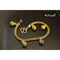 ราคา สร้อยข้อมืองานทองลงยาสุโขทัย ชุบหนา 3 ไมครอน ไม่ลอก ไม่ดำ ปั๊มตะขอ (1991570884)