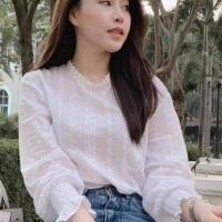 ราคา เสื้อคอปีนลูกไม้ฉลุทั้งตัว เย็บจั้มแขน สไตล์โคเรีย (4701668975)