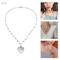ราคา Win Flower Heart Pendant Necklace Sweet Cool Collar Necklace Choker Neckchain (54600729834)