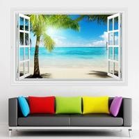 ราคา 3D Wall sticker [B24] สติกเกอร์ติดผนัง 3มิติ สติ๊กเกอร์ติดผนัง สติ็กเกอร์ติดผนัง กันน้ำ หน้าต่าง 3มิติทะลุมิติ วิวทะเล (15621789223)