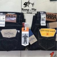ราคา ◐Hara Jeans มิดไนท์ กระบอกใหญ่ ด้ายเทา & ด้ายทอง (9312414290)