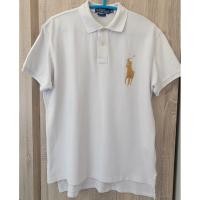 ราคา ของแท้ลดพิเศษ สวยมาก ผ้าใหม่มาก เสื้อคอปก Polo Ralph Lauren สีขาวปักม้าใหญ่สีดอง มีรูขาดนิดเดียว มือสอง ป้ายแท็คครบ (42477053428)