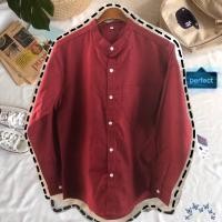 ราคา เสื้อเชิ๊ตแขนยาว สีแดง คอจีน ผ้า Oxford (7095291684)