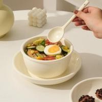 ราคา ครีมช้อนส้อมจานชามชุดครัวเรือนช้อนส้อมเกาหลีอินชามข้าวเซรามิกจานชามซุป (27943034619)