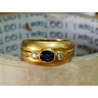 ราคา แหวนทอง 90% ประดับไพลินแท้ เพชรแท้ 2 เม็ด 10 ตัง (14396808399)