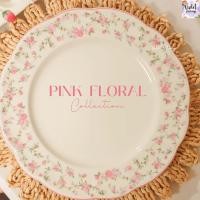 ราคา Violet Flamingo จานเซรามิกลายดอกไม้สีชมพู Pink Floral Plate งานส่งออกต่างประเทศ เกรดคุณภาพ (12396868892)