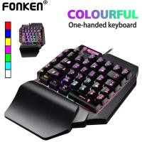 ราคา Fonken One-Handed Mechanical Gaming Keyboard RGB Backlit แบบพกพา Mini Gaming Keypad เกมคอนโทรลเลอร ์ สําหรับ PC PS4 Xbox (28002858700)