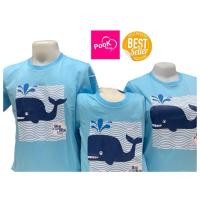 ราคา มาแล้ว เสื้อยอดฮิตเสื้อสีฟ้า ลายปลาวาฬ BY เป่ายิ้งฉุบแท้ 100% (1541360258)